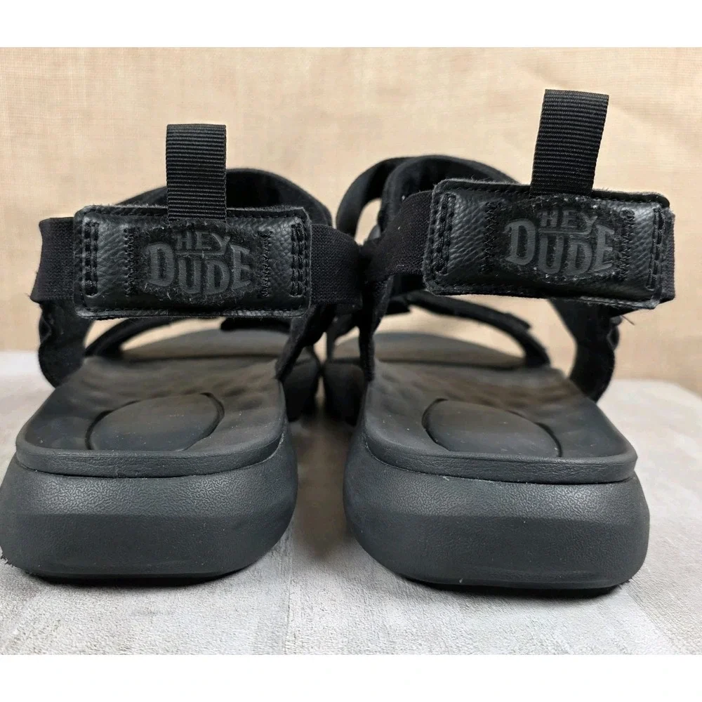 Hey Dude Carson Sandals Mens Size 11 Sport Mode Black Comfort Hiking Beach EUC